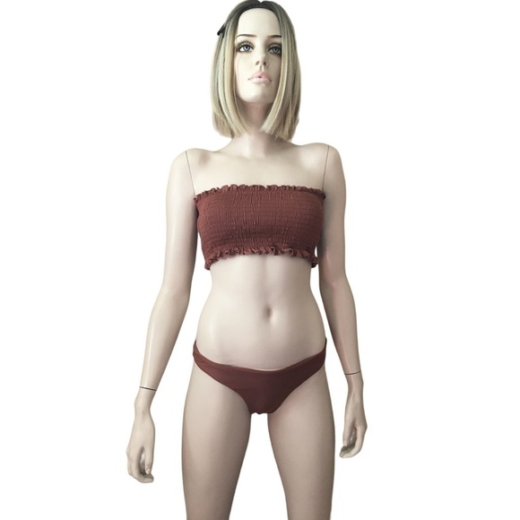 Zaful Forever Young 2 Piece Swimsuit Bikini Bathing Suit Shirred Smocked NWOT - Picture 2 of 15